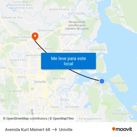 Avenida Kurt Meinert 68 to Univille map