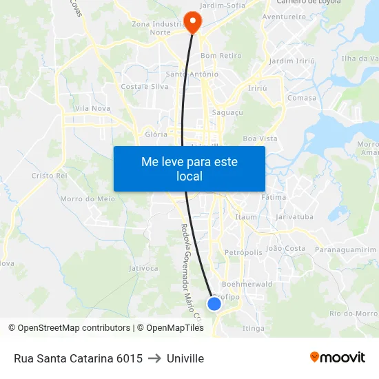 Rua Santa Catarina 6015 to Univille map