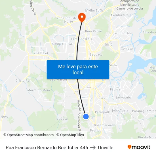 Rua Francisco Bernardo Boettcher 446 to Univille map