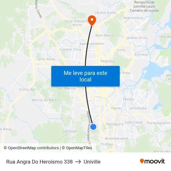 Rua Angra Do Heroísmo 338 to Univille map
