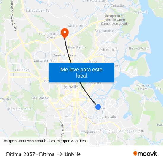 Fátima, 2057 - Fátima to Univille map