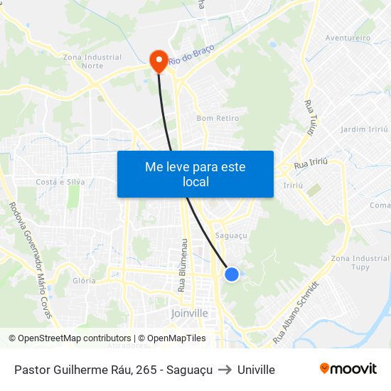 Pastor Guilherme Ráu, 265 - Saguaçu to Univille map