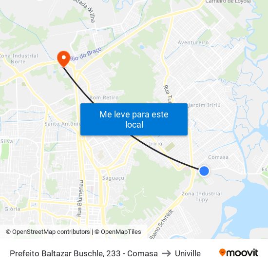 Prefeito Baltazar Buschle, 233 - Comasa to Univille map