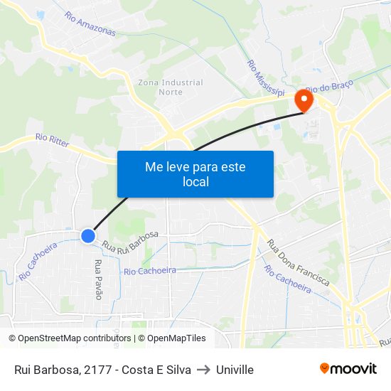 Rui Barbosa, 2177 - Costa E Silva to Univille map
