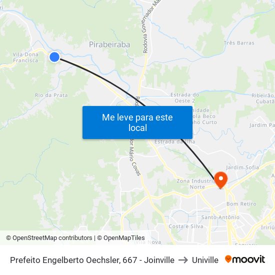 Prefeito Engelberto Oechsler, 667 - Joinville to Univille map