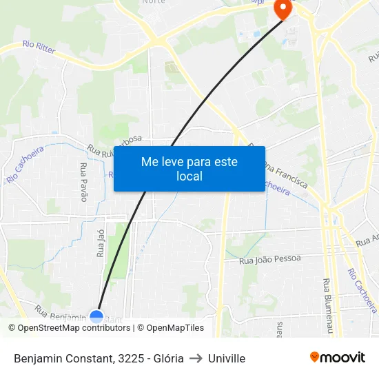 Benjamin Constant, 3225 - Glória to Univille map