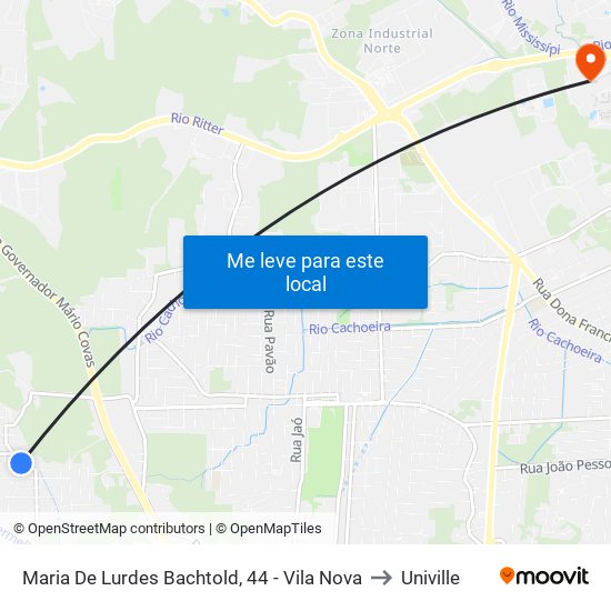 Maria De Lurdes Bachtold, 44 - Vila Nova to Univille map