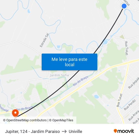 Jupiter, 124 - Jardim Paraiso to Univille map