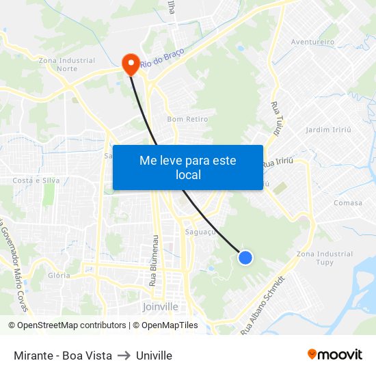 Mirante - Boa Vista to Univille map