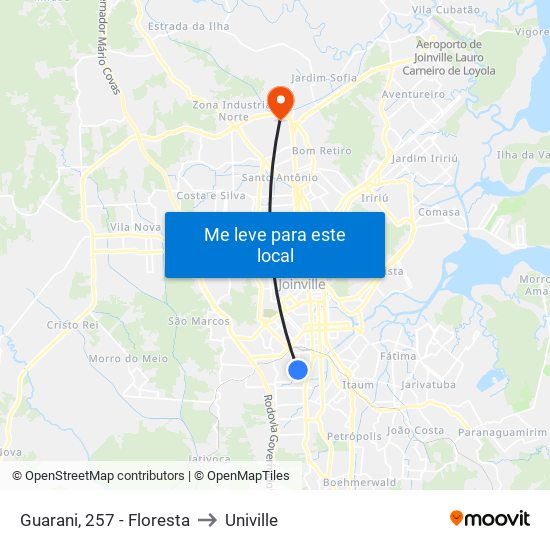 Guarani, 257 - Floresta to Univille map