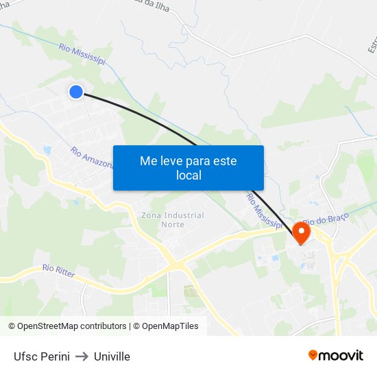 Ufsc Perini to Univille map