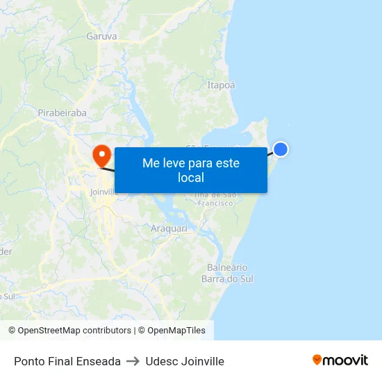 Ponto Final Enseada to Udesc Joinville map