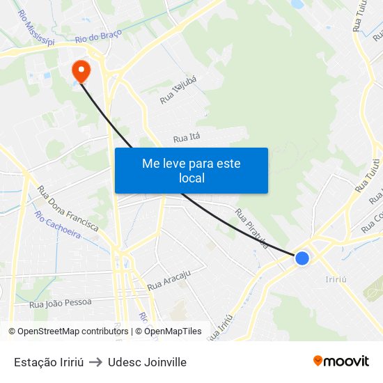 Estação Iririú to Udesc Joinville map