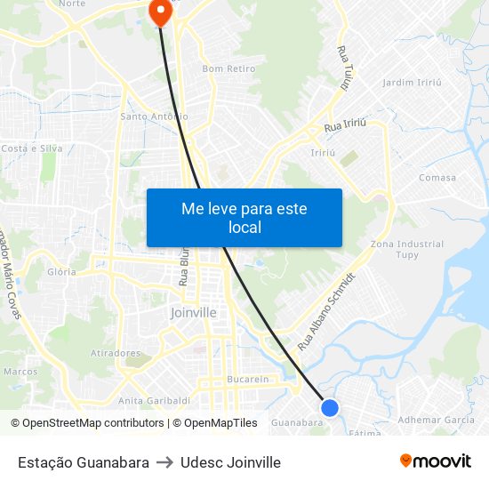 Estação Guanabara to Udesc Joinville map