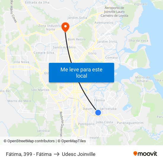 Fátima, 399 - Fátima to Udesc Joinville map