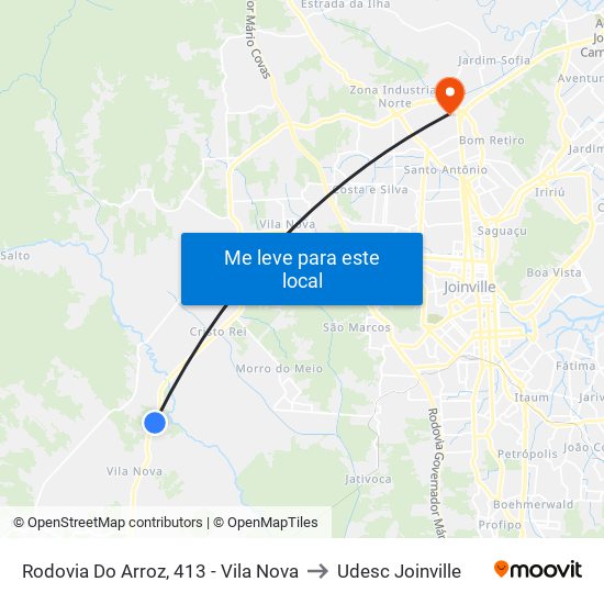 Rodovia Do Arroz, 413 - Vila Nova to Udesc Joinville map