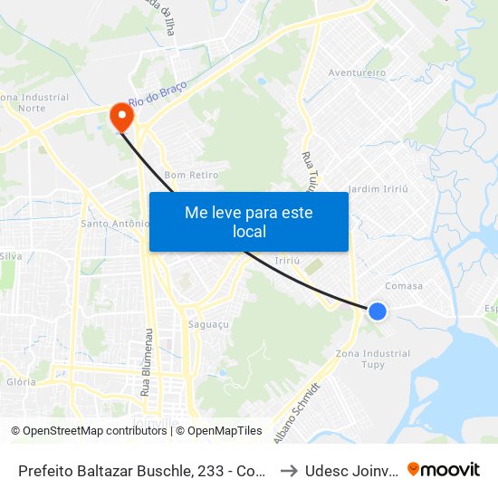 Prefeito Baltazar Buschle, 233 - Comasa to Udesc Joinville map