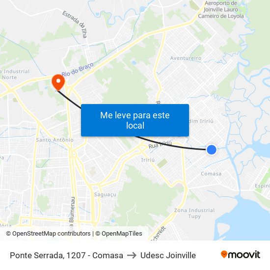 Ponte Serrada, 1207 - Comasa to Udesc Joinville map