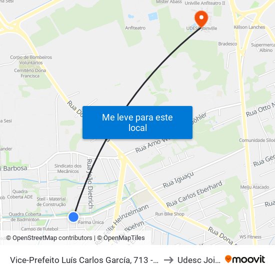 Vice-Prefeito Luís Carlos García, 713 - Costa E Silva to Udesc Joinville map