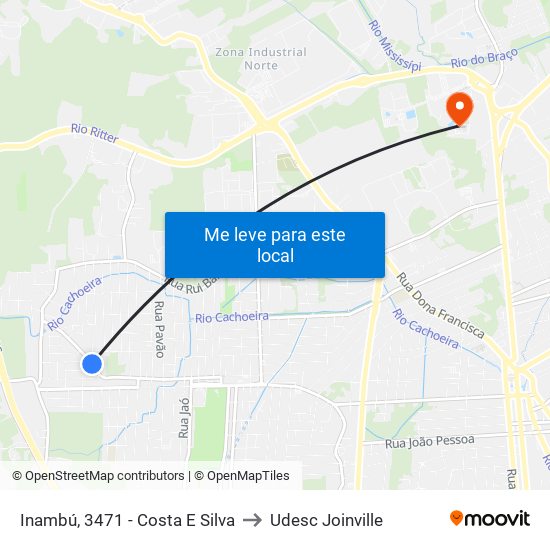 Inambú, 3471 - Costa E Silva to Udesc Joinville map