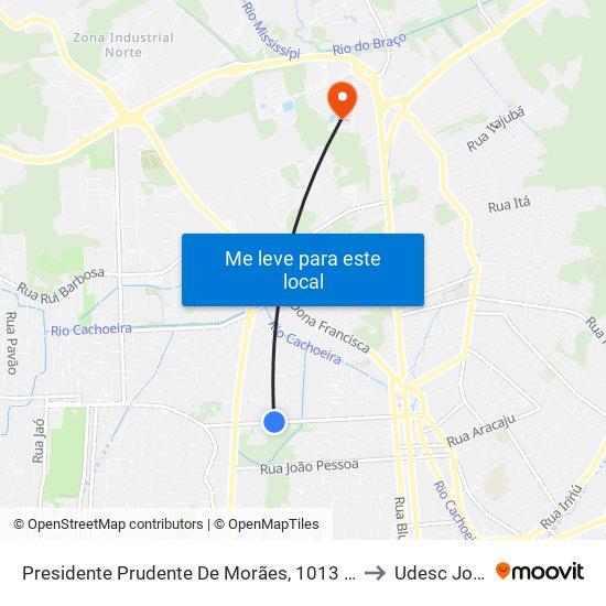 Presidente Prudente De Morães, 1013 - Santo Antônio to Udesc Joinville map