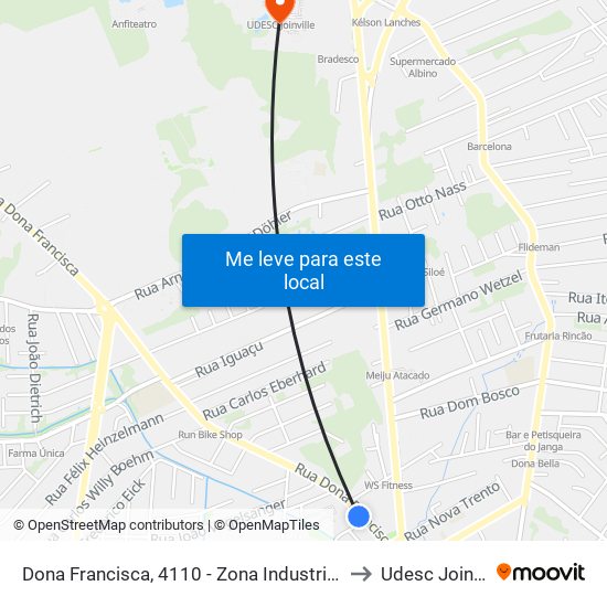 Dona Francisca, 4110 - Zona Industrial Norte to Udesc Joinville map