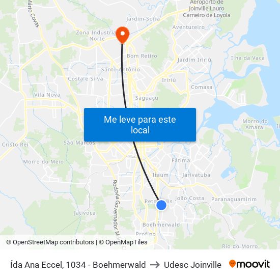 Ída Ana Eccel, 1034 - Boehmerwald to Udesc Joinville map