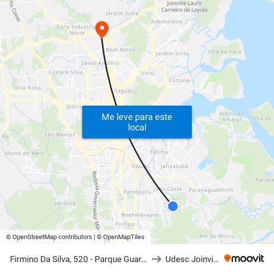 Firmino Da Silva, 520 - Parque Guaraní to Udesc Joinville map