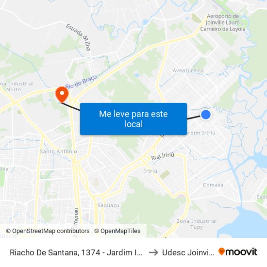 Riacho De Santana, 1374 - Jardim Iririú to Udesc Joinville map