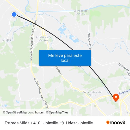 Estrada Mildau, 410 - Joinville to Udesc Joinville map