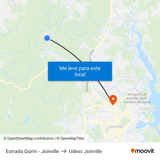 Estrada Quiriri - Joinville to Udesc Joinville map