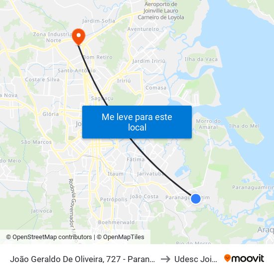 João Geraldo De Oliveira, 727 - Paranaguamirim to Udesc Joinville map