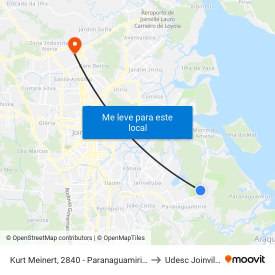 Kurt Meinert, 2840 - Paranaguamirim to Udesc Joinville map