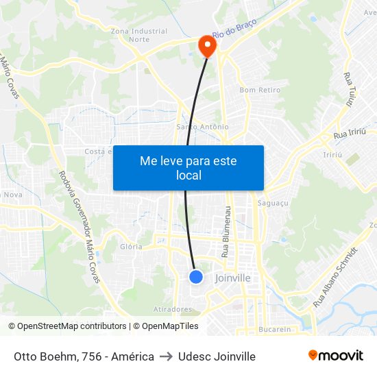 Otto Boehm, 756 - América to Udesc Joinville map