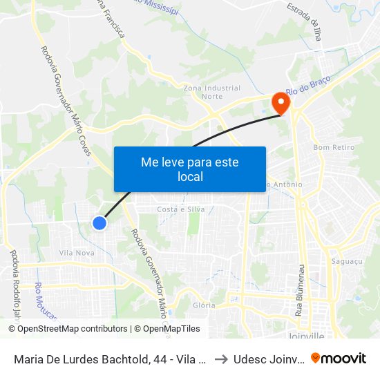 Maria De Lurdes Bachtold, 44 - Vila Nova to Udesc Joinville map