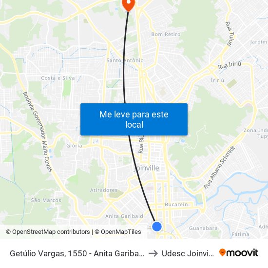 Getúlio Vargas, 1550 - Anita Garibaldi to Udesc Joinville map