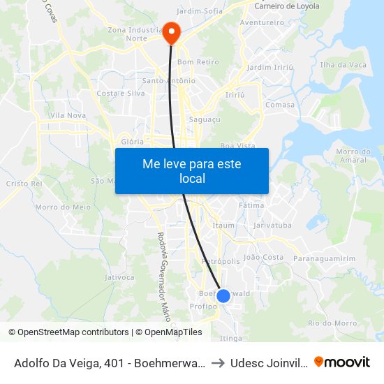 Adolfo Da Veiga, 401 - Boehmerwald to Udesc Joinville map