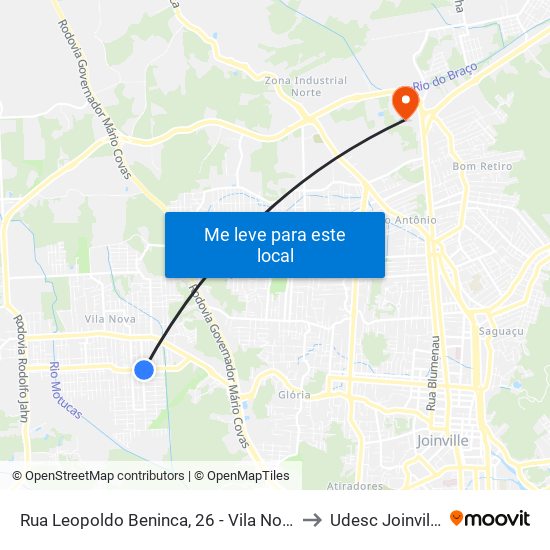 Rua Leopoldo Beninca, 26 - Vila Nova to Udesc Joinville map