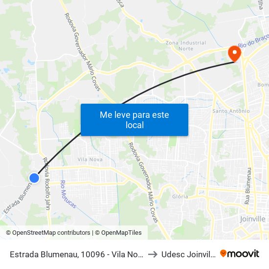 Estrada Blumenau, 10096 - Vila Nova to Udesc Joinville map