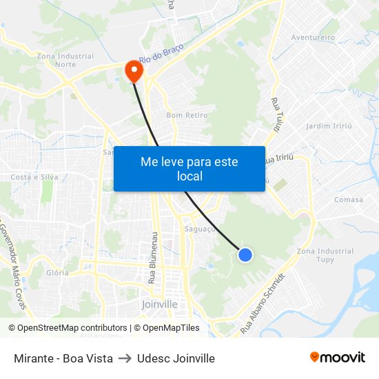 Mirante - Boa Vista to Udesc Joinville map