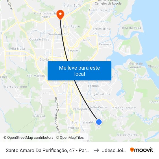 Santo Amaro Da Purificação, 47 - Parque Guarani to Udesc Joinville map