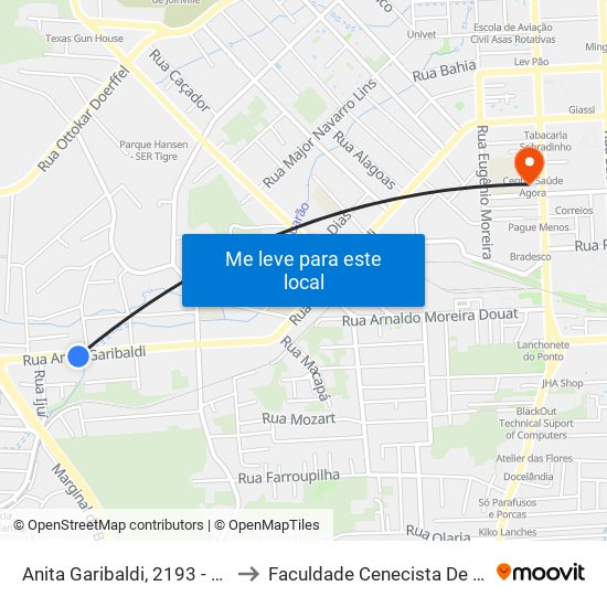 Anita Garibaldi, 2193 - Anita Garibaldi to Faculdade Cenecista De Joinville - Cnec map