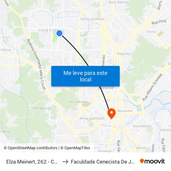 Elza Meinert, 262 - Costa E Silva to Faculdade Cenecista De Joinville - Cnec map