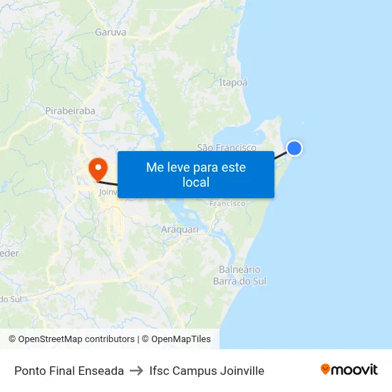 Ponto Final Enseada to Ifsc Campus Joinville map