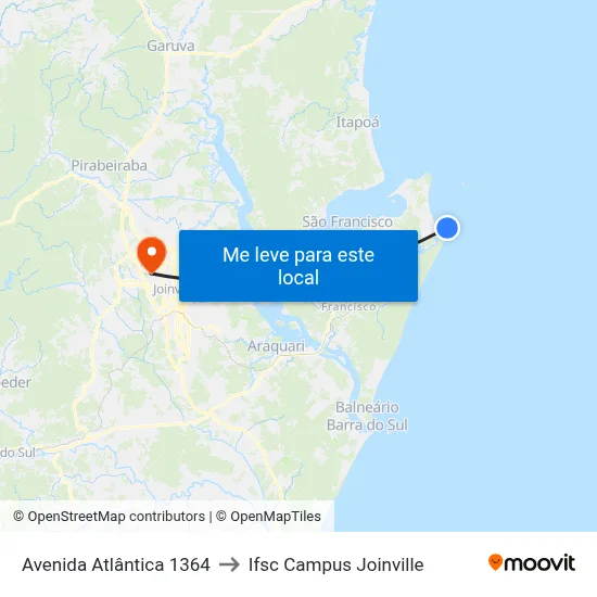 Avenida Atlântica 1364 to Ifsc Campus Joinville map
