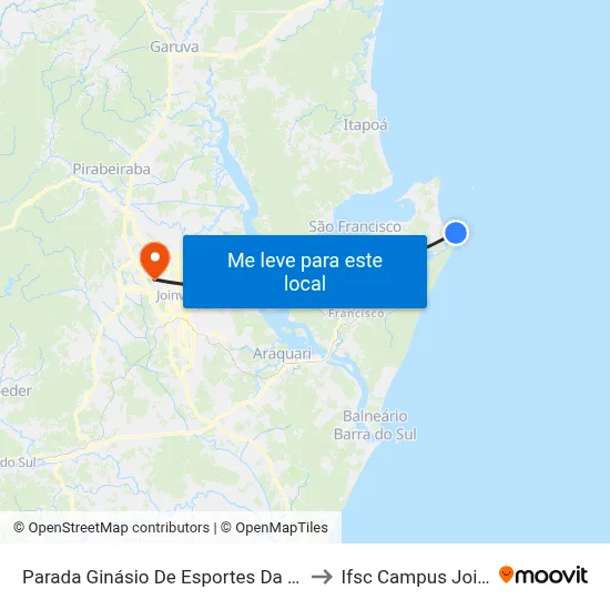 Parada Ginásio De Esportes Da Enseada to Ifsc Campus Joinville map