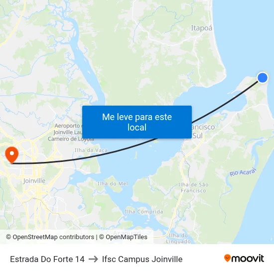 Estrada Do Forte 14 to Ifsc Campus Joinville map