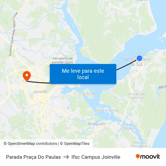 Parada Praça Do Paulas to Ifsc Campus Joinville map