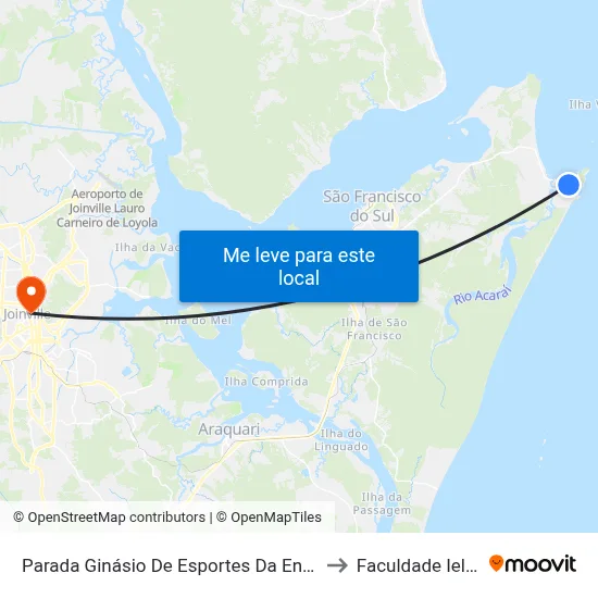 Parada Ginásio De Esportes Da Enseada to Faculdade Ielusc map