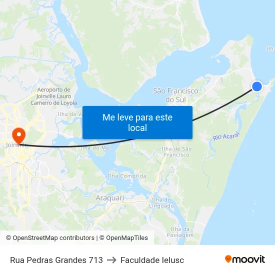 Rua Pedras Grandes 713 to Faculdade Ielusc map